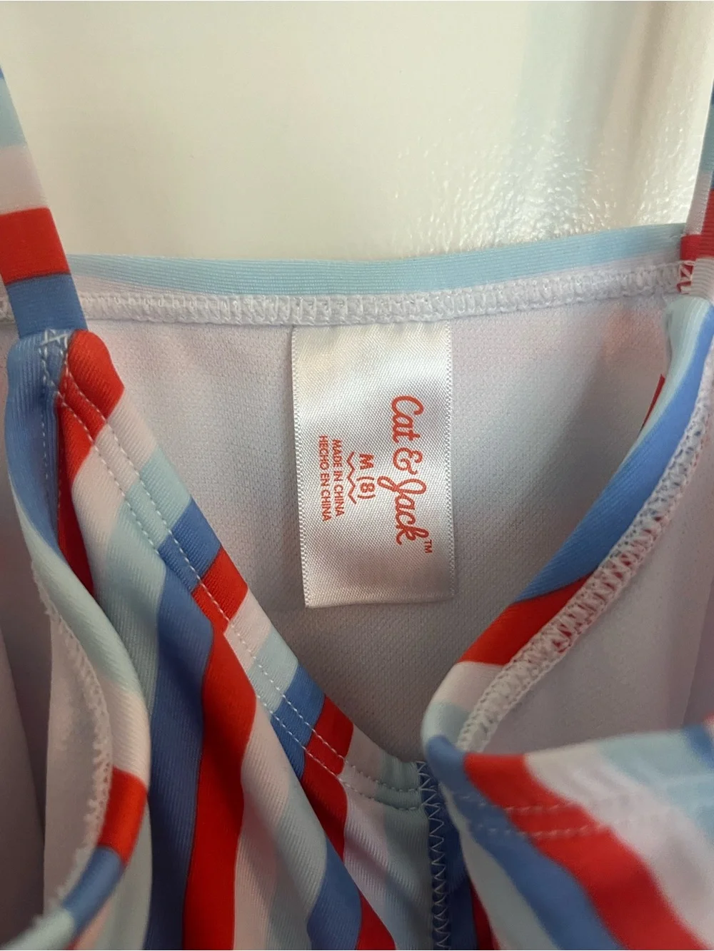 Cat & Jack Red, Blue & White Striped Girls One-Piece Swimsuit
